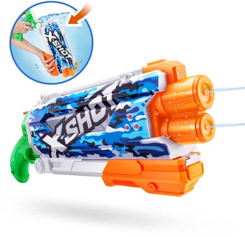 XSHOT Water Fast-Fill Skins Pump Action, Water Camo, Water Blaster, Summer Outdoor Pool Toy, Mailer Box (Camo), Blue