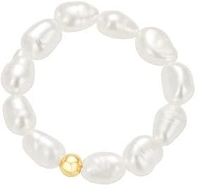 Brandlinger ® Ring mit Perlen. Schmuck Damen vergoldet mit 18 Karat Gold für Frauen und Mädchen.