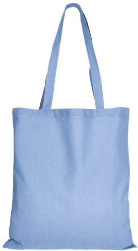 TEXXILLA 10er | 25er | 100er Pack Baumwolltasche - 28 Farben | mit Zwei Langen Henkeln | 38x42cm | Jutebeutel | Einkaufstasche | unbedruckt, Farbe:himmelblau, Größe:10 Stück