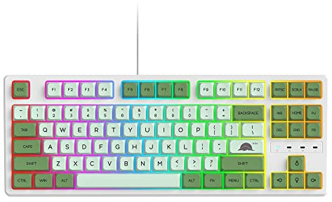 Fogruaden Teclado mecánico al 75 % con interruptor rojo, teclado para juegos retroiluminado RGB, teclado compacto TKL con cable de 87 teclas para Win/Mac Laptop PC Gamer - Matcha