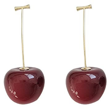 Kirsch-Ohrringe für Damen – Niedliche 3D-Frucht-Anhänger in Rot Hypoallergen für Mädchen – Tropisch