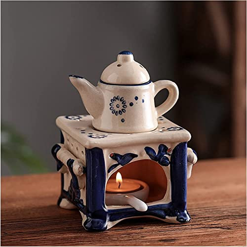 DUUDAH Essential Oil Burner,Wax Melt Burners,Retro Candle Essential Oils Burner Creative Ceramic Teapot Aromatherapy Oil Lamp Fragrance Burners for Home Decor (Color : Style 1) (Color : Style 1)