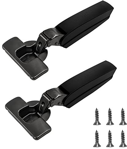 2 Stück Schrankscharniere mit Schrauben, Küchenschranktüren, Scharniere,halbe Overlay,stumm,Schrankscharniere,sanft schließend,verstellbar,verdeckt,eingebauter Dämpfer für Schrank,Kleiderschranktür