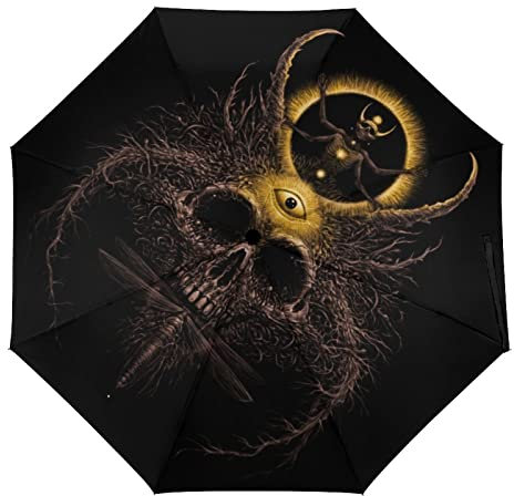 Automatischer Regenschirm Klassischer Totenkopf Regenschirm Kompakter Faltbarer Winddichter Reise Regenschirm