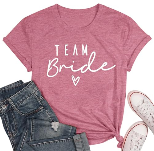 hohololo Damen JGA T-Shirt Team Bride Shirt Team Braut Shirt Für Frauen Junggesellenabschied Tshirt Brautjungfern-T-Shirts…