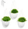 PASCH® Juego de 3 plantas artificiales en jarrones de pared de cerámica blanca | Pequeña planta colgante artificial (18 cm), incluye clavos para colgar, jarrón de pared con planta artificial colgante,