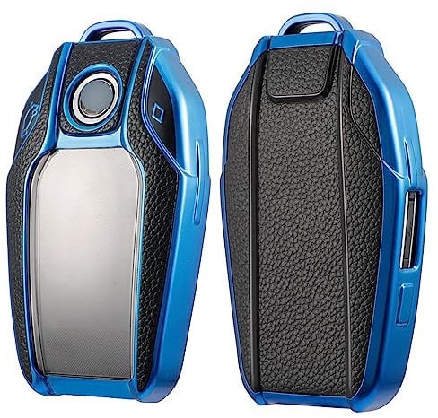 ontto TPU Schlüsselhülle Cover Passt für BMW 8er 7er 5er i8 i12 i15 Display 740i 528Li 540Li G11 G12 G30 G31 X3 G01 X4 X5 X7 Autoschlüssel Hülle Schlüsselanhänger Schutzhülle Schlüsseletui-Leder Blau