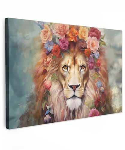 MuchoWow© Impression sur Toile Photo Peinture 120x80 cm Tableau Decoration Murale Chambre Salon Maison Deco Cuisine Lion - Fleurs - Animaux - Botanique