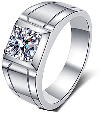 Daesar Herren Ring Silber 925 Eckig, Verlobungsringe mit Moissanit 0.5ct Siegelring Hochzeitsringe Eheringe Nickelfrei Größe 64