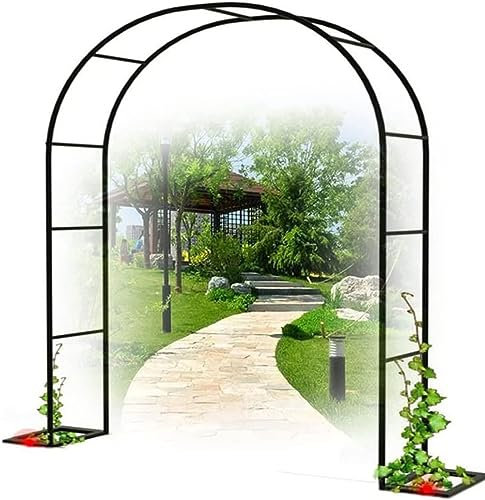 SEVSO Rosenbogen Hochzeitsbogen Gartenbogen Rankhilfe Torbogen Pergola Aus Metall Stabil Wetterfest 240Cm 180Cm 140Cm 120Cm Breit,Schwarz,W1.4M*H2.3M