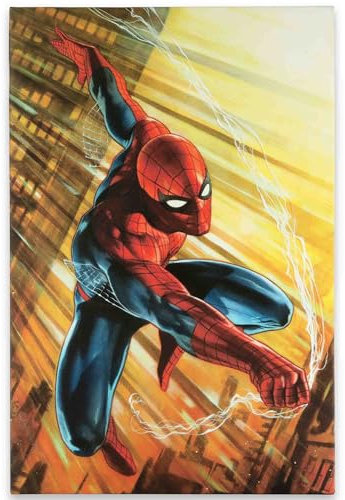 Open Road Brands Marvel Spider-Man Action Light Gallery Wrapped Canvas Wall Decor - Large Spider-Man Wall Art for Man Cave or Movie Room
