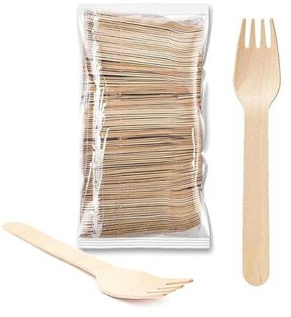 Avilia Set 240 Forchettine in Legno Biodegradabili - Forchettine in legno usa e getta - Posate usa e getta - Forchettine usa e getta - Forchettine in legno