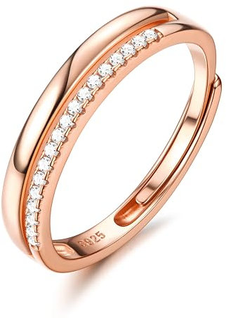ADRAMATA Anello Argento 925 Fidanzamento Regolabile, Promessa, Fedi Nuziali, Matrimonio Oro Rosa, Pollice, Gioielli Donna Regali