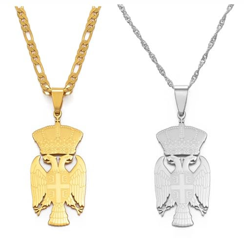 Halskette Mit Adler-Anhänger Der Republik Serbien, Für Damen Und Herren, Gelbe Farbe/Weiße Farbe, Serbischer Traditioneller Flaggen-Anhänger, Schmuck, Serbische Trendige Kunst-Karte-Anhänger-Hal
