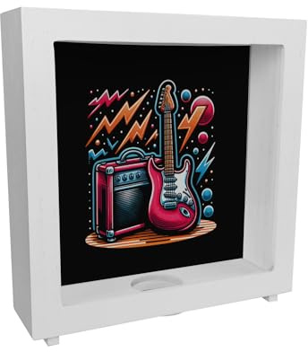 E-Gitarre Rahmen Spardose aus Holz Rot E-Gitarre Sparschwein mit Verstärker-Design Perfekt für Musikinstrument-Sparer Elektrisch Klangverstärkung begeistert