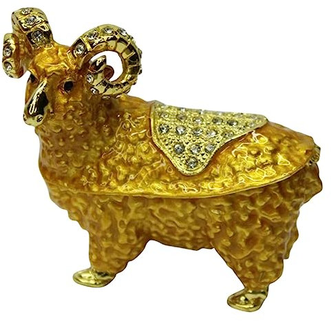 VINTORKY Schmuckschatulle Emailliert in Schafform Kleine Vintage-schafstatue Ornament Zur Aufbewahrung Von Schmuck Halsketten Ringe Ohrringe Magnetdesign Für Kommode-dekoration