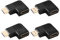 KUOQIY 4 PCS 90 Degree & 270 Degree HDMI Adapter, Left & Right Angle Male to Female, Supports 4K & 3D, for TV, Projector, Monitor