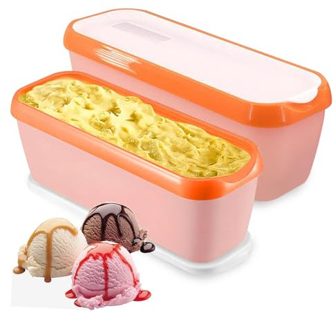 Liuer Bac à Crème Glacée avec Couvercle, Bacs à Glace,Bocaux à Congélation,Bac Stockage Crème Glacée Réutilisable Moule Récipient Boîte Crème Glacée pour Crème Glacée Yaourts Desserts