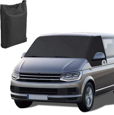 JAOGAUS Auto Windschutzscheiben Abdeckung, Verdickte Auto Frontscheibenabdeckung für V-W T7, 600D Oxford Blackout Sonnenschutz Frontscheibe Thermomatten Wasserdicht Wetterfest Anti-UV/Staub