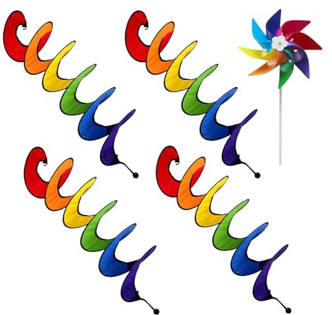 4 Gartendrehgeräte für draußen, 1 Windrad, hängende Gartendekorationen, hängende Windwirbel, hängende Gartendekorationen