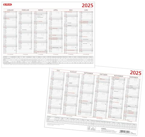 Herlitz Tafelkalender A4 FSC Mix inkl. Schulferien rot/schwarz