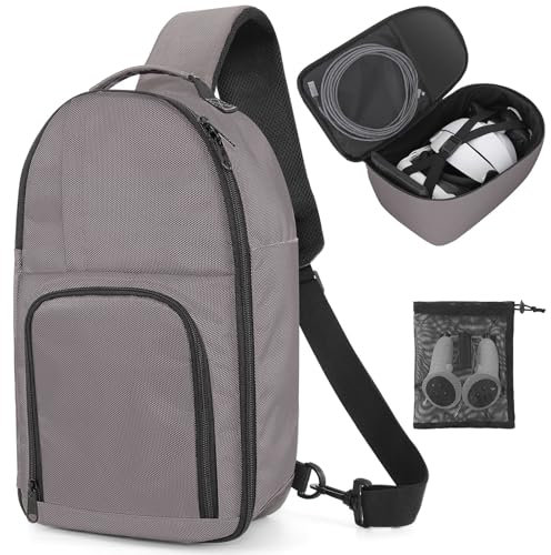 Tragetasche für Quest 3 / Quest 2 / Vision Pro Wasserdichte Reisetasche für VR All-in-One Gaming-Headset und Touch-Controller, Zubehör mit DIY-Hauptfach und dickem Pad