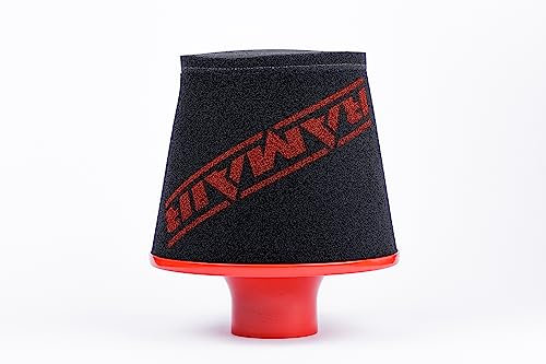 Ramair - Filtro in schiuma grande, base in alluminio, diametro esterno 70 mm, ingresso rosso, con accoppiatore in silicone