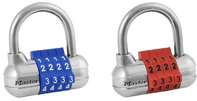 Master Lock Set Your Own 1523EC2 Lot de 2 cadenas à combinaison avec code pour sécuriser les objets de valeur d'intérieur, la couleur peut varier