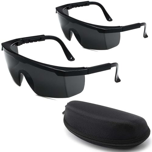 FeiOne 2 Stück IPL Schutzbrille+Aufbewahrungsbox-Set, Lichtschutzbrille 190nm-2000nm, für HPL/IPL Haarentfernung, Laser Schutzbrille mit UV Schutz, Wrap-around-Design, Schwarz