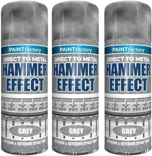 MIXEL Hammer Effect Grey Spray Paint, Easy To Apply, Quick Drying Formula, DIY Projects, Perfect For Metal, Wood, Plastic Ideal For Interior And Exterior Use, 400ml, (3 Pcs)