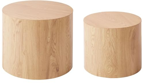 Beliani Couchtisch 2er Set Rund Japandi Stil aus MDF Hellbraun Manti