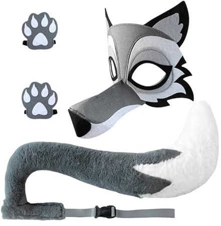 Costume de jeu de rôle, ensemble de costumes de loup d'Halloween - Tenues de cosplay drôles,Accessoires de cosplay respirante, accessoire de séance photo sans glissement pour événement de vacances, je