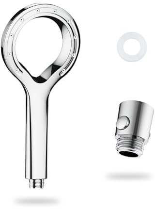 PHMING Wassersparender Duschkopf, Hochdruck-Zerstäubung Duschkopf | Druckerhöhend, Ring-Design Handbrause Dusche, mit Absperrventil Hochdruck Duschkopf, für Haushalte, Hotels und Schulen