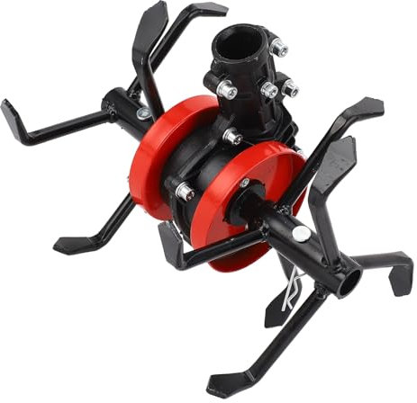 KIMISS Garden Hand Tiller Soil Loosener Tiller Attachment - 6 Claw Brush Cutter Wheel, Garden Cultivator for Lawn Aerator, Fits 28mm 9 Tooth Shafts