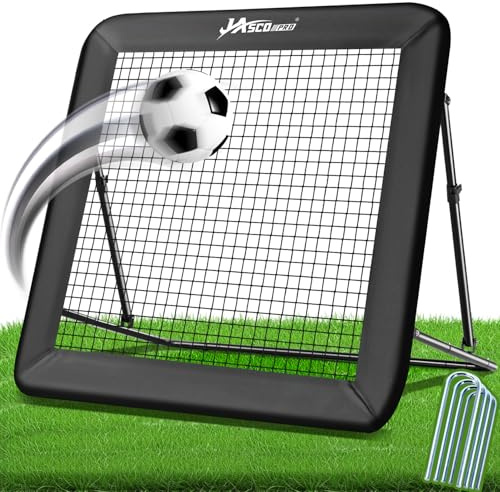 JASCOPRO Rebounder für Fußball & Volleyball | 6-Fach verstellbares Rebounder-Netz mit Schutzrand & Heringen, Soccer-Trainingsnetz, Fußball Rebounder für Handball