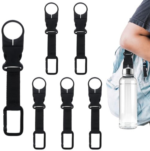 oruola 6 Stück Water Bottle Holder,Getränkehalter Gürtel,Flaschenhalter für Gürtel,Flaschenhalter Tasche für Flasche am Rucksack Hängen zum Camping,Angeln,Wandern,Outdoor Aktivitäten,Schwarz