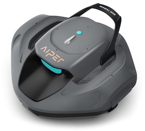 AIPER Robot de Piscine, Aspirateur sans Fil avec Batterie, Double Motorisation, Stationnement Automatique, pour Piscines Plates Jusqu’à 80 m², Autonomie Jusqu’à 90 Min (Reconditionné)