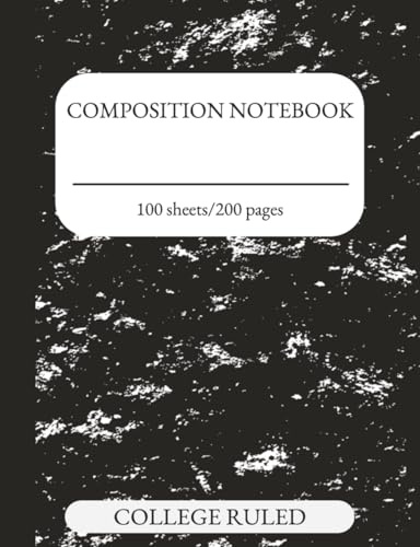 Composition Notebook | College Ruled | Classic Black & White Marble Cover | 7.5 x 9.75 in, 200 Pages, Durable Sewn Binding: Back to School Supplies ... Students, Journaling, and Office Note-Taking