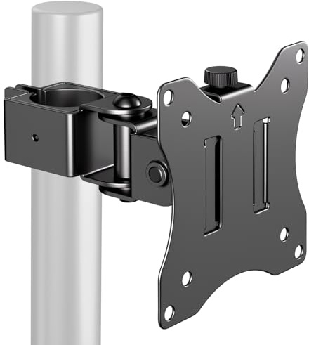 17-32 Zoll Monitor Halterung 75x100 für Ø35mm Rohr,10kg,schwarz | Robuste Stahlkonstruktion. Neigbar -30°/+30°, schwenkbar 160°, 360° drehbar. Einfache Montage. Nur für 3,5 cm Ø Stangen