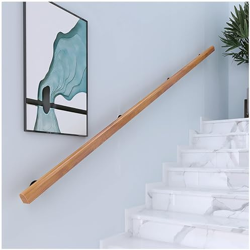 Rutschfester Holztreppen-Handlauf, Wandmontage, Sicherheits-Haltegriff für Senioren und Kinder, sicheres Geländer-Set für Villen und Dachböden, 60 cm