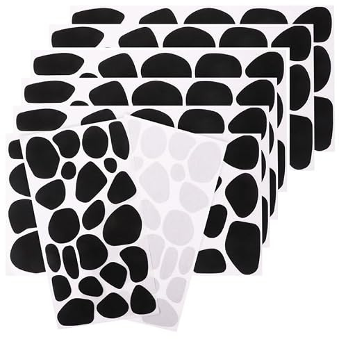 SHINEOFI Schwarze Filzaufkleber Selbstklebend, Filzpunkte für Möbel Schutz | 8 Bögen schwarze Filzpunkte selbstklebend. Effective Kratz- & Geräuschreduzierung für Möbel & dekorative DIY Bastelprojekte.