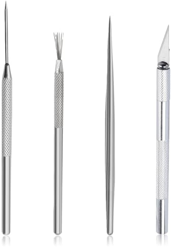 4 Pcs Metal Polymer Clay Tools, Multifunctional Clay Sculpting Tools, Silver Sculpture Needle Clay Needle Tool Suitable for Modeling, Handmade DIY Clay Crafting, Embossing, Pottery, Sculpting