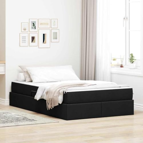 Iiaky Boxspringbett 120x200 mit Bettkasten Bett komplett 120x200 mit Matratze und lattenrost Polsterbett, Bett, Schlafzimmer-Schwarz-120 x 200 cm