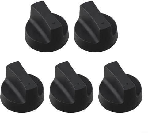 5 x Gasherd-Knöpfe, 50 mm Durchmesser, 8 mm Einsatz, Gasherd-Teile, Küchengeräte-Ersatzteile (schwarz)