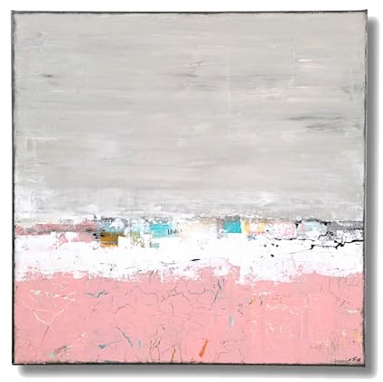 Handgemaltes Acrylbild abstrakt modern 50x50 cm, Rosa, Grau, Schwarz, Weiß, Orange - Handgemalte Wandkunst auf Leinwand, Unikat aus meinem Künstleratelier, Moderne Wanddeko für Wohnzimmer & Büro
