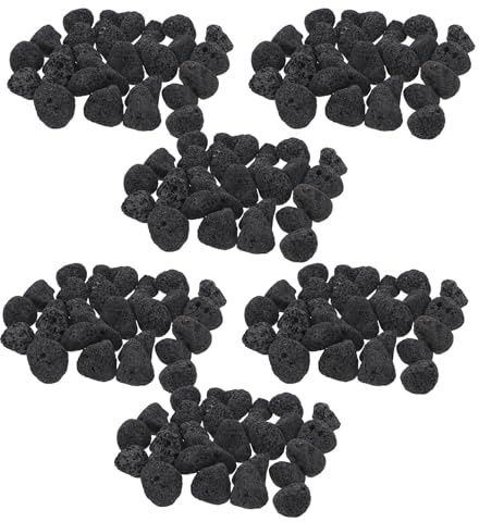 FUTUREORYY Saunasteine 6 Beutel, 600g, Stein, Schwarz, 4–5 cm | Poröse Struktur, Schnelles Erhitzen, 100g Je Beutel, für Bad und Massage