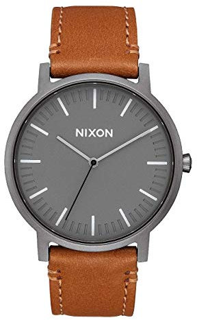 Nixon Armbanduhr Porter Leder Gunmetal / Charcoal / Taupe