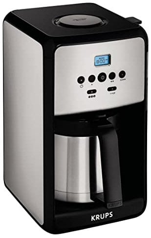 Krups ET352010 Independiente Semi-automática 10tazas Negro, Acero inoxidable - Cafetera (Independiente, De café molido, Negro, Acero inoxidable)