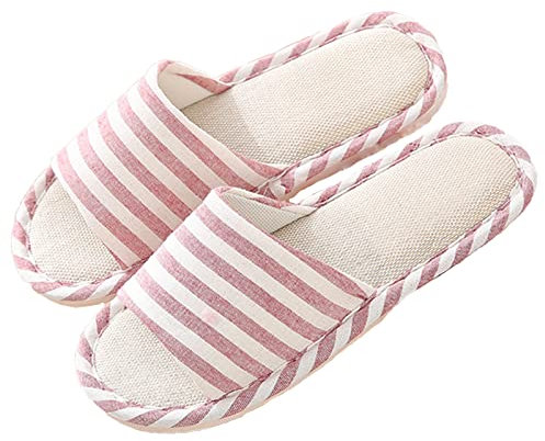 AioTio Donne E Uomini Pantofola di Lino Cotone Comoda Casual da per Uso Interno(38/39 EU,Rosso)