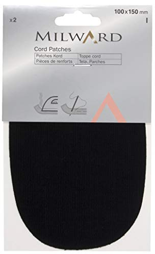 Iron-On or Sew On Cord Patches, Black, 100 x 150mm